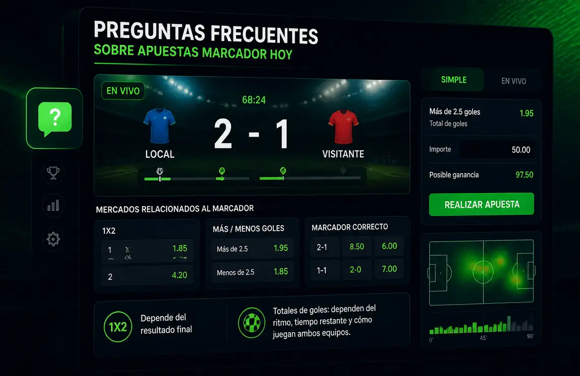 Preguntas frecuentes apuestas marcador hoy 1X2 goles