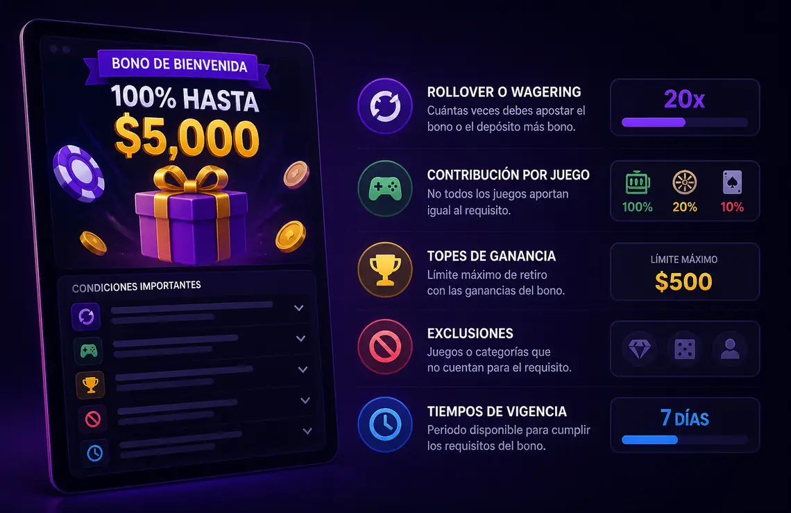 Bonos de casino requisitos y límites clave