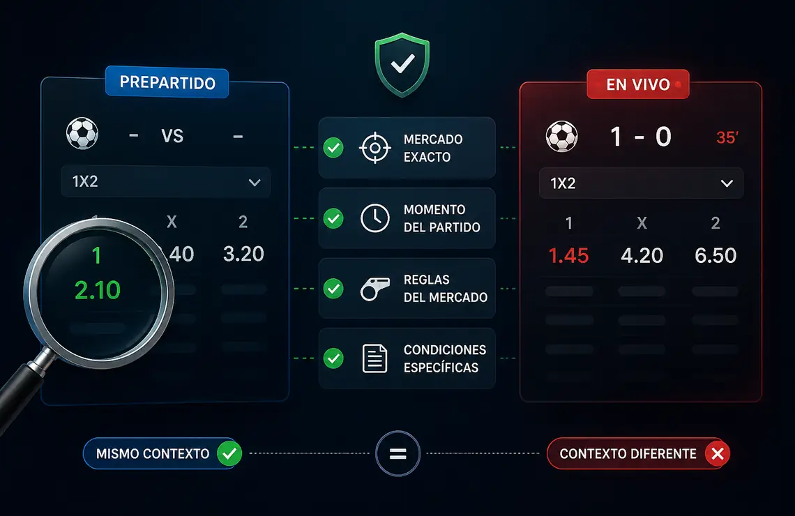 Comparación de cuotas sin lecturas falsas