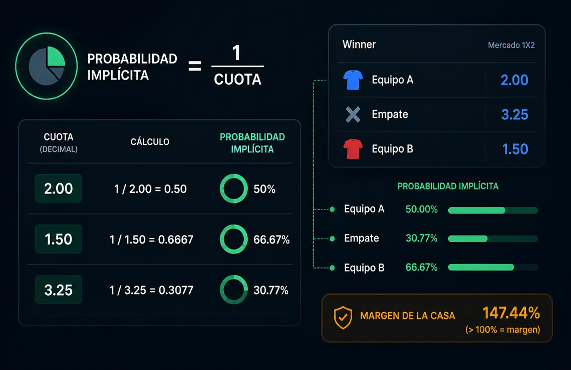 cálculo de probabilidad implícita y margen